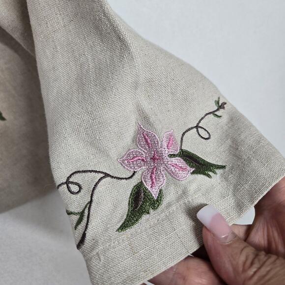 Relativity Linen Jacket Sz S Beige Pink Green Floral Embroider Coquette Coastal - Picture 5 of 14